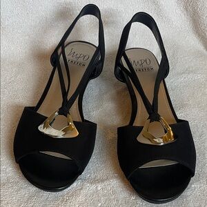 Impo Stretch Black Sandals with Silver Accent Women’s Size 7.5M